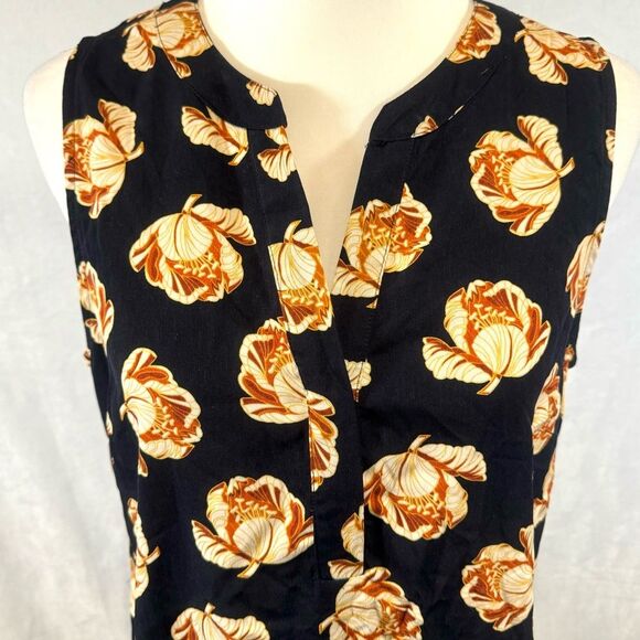 Ann Taylor navy and rust floral print shift dress size medium - Picture 2 of 7